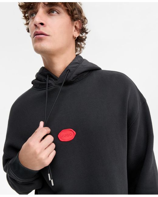 Boss Black Dilvano Oversized Wax Logo Pullover Hoodie for men