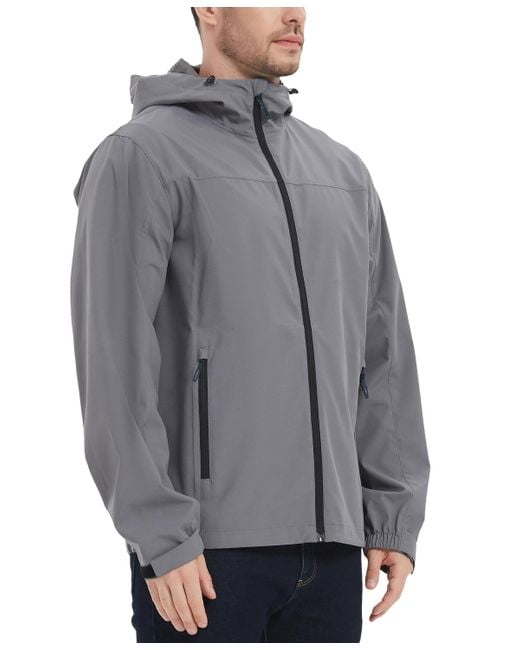 Hawke & Co. Gray All-season Lightweight Stretch Hooded Rain Jacket for men