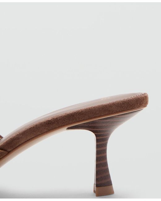 Mango Brown Suede Kitten Heel Sandals