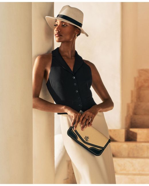 Ralph Lauren White Two-tone Crepe Sleeveless Gown