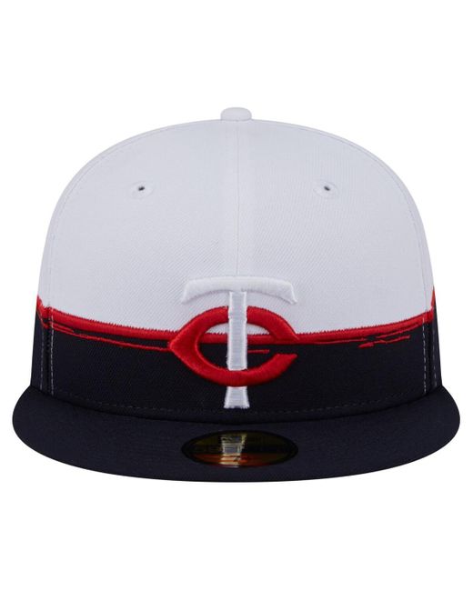 KTZ Navy/white Minnesota Twins Paint Stroke 59fiftyâ Fitted Hat for men