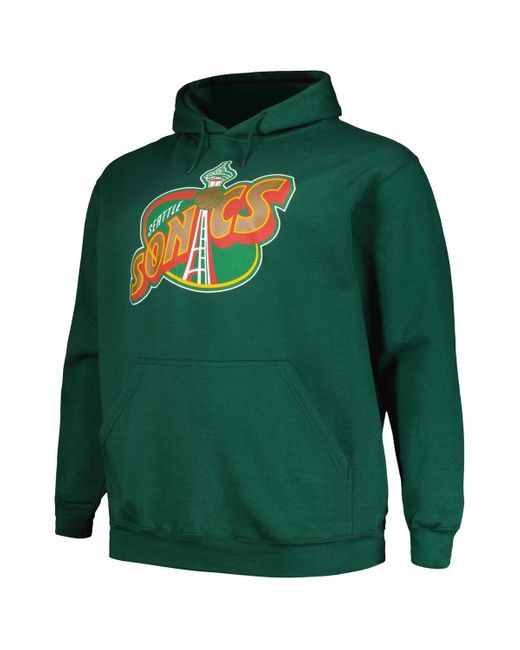 Mitchell & Ness Green Seattle Supersonics Hardwood Classics Big And Tall Pullover Hoodie for men