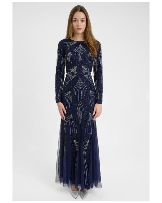 MARYISA Women's Blue Modest Embellished Sequin Beaded Dress Maxi With Designer Bottom - www.rajagirimanappuram.com MARYISA Women's Blue Modest Embellished Sequin Beaded Dress Maxi With Designer Bottom - www.rajagirimanappuram.com