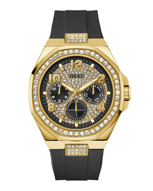 Guess Metallic Gold-tone Silicone Multi-function Watch for men