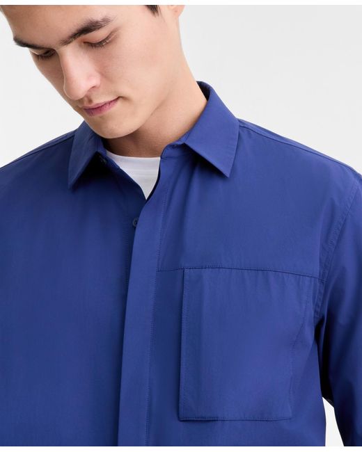 Alfani Blue Stretch Shirt Jacket for men