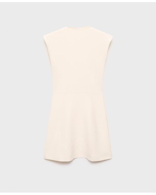 Mango White Perkins Collar Flared Knit Dress