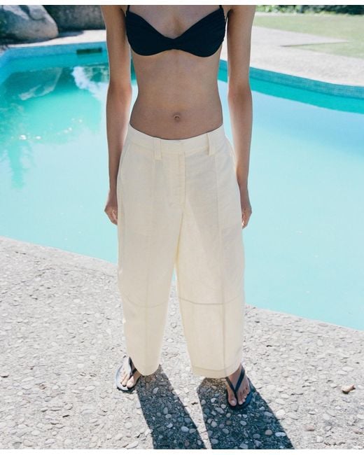 Mango Natural Linen Balloon Pants