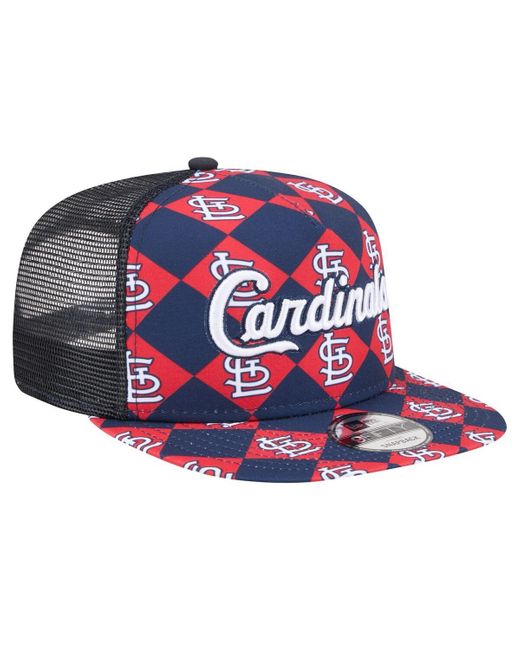 KTZ Red St. Louis Cardinals Seeing Diamonds A-frame Trucker 9fifty Snapback Hat for men