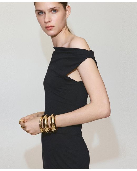 Mango Blue Draped Asymmetrical Jumpsuit