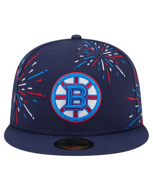 KTZ Blue Boston Bruins Americana Fireworks 59fifty Fitted Hat for men
