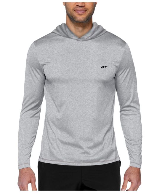 Reebok Gray Hooded Quick-dry Logo Swim Shirt for men
