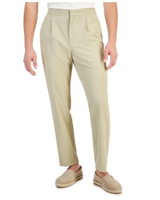 Alfani Natural Classic-fit Textured Seersucker Suit Pants for men
