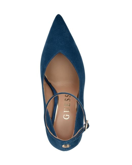 Guess Blue Napril Ankle Strap Stiletto Dress Pumps