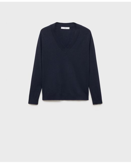 Mango Blue V-neck Knit Sweater