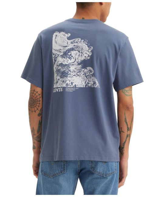 Levi's Blue Relaxed-fit Tidal Wave Logo Graphic T-shirt for men