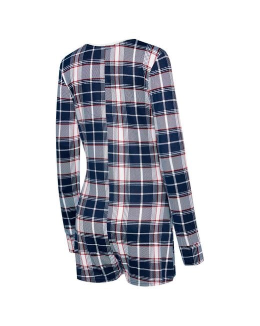Concepts Sport Blue Atlanta Braves Ashford Plaid V-neck Knit Romper