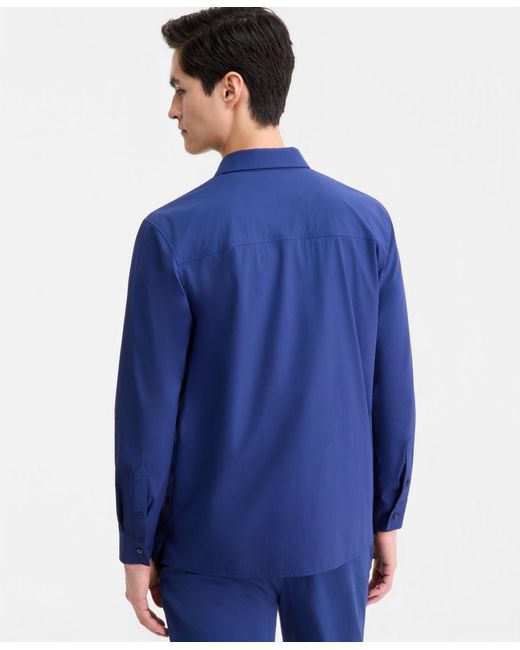 Alfani Blue Stretch Shirt Jacket for men