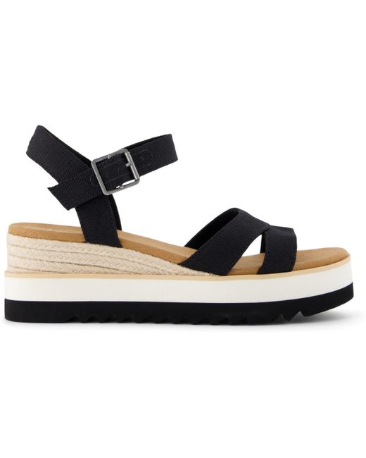 TOMS Black Louisa Open Toe Wedge Sandals