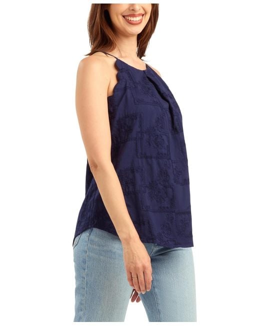 Bcx Blue Patchwork Embroidery Halter Neck Top