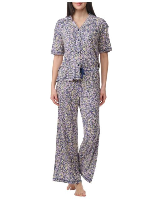 Splendid Gray 2-pc. Notched-collar Pajamas Set