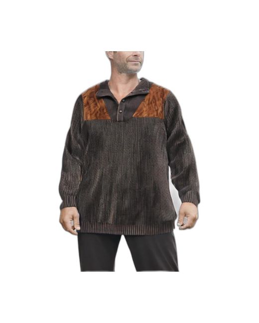 Boulder Creek Brown By Kingsize Big & Tall Patch Sweater With Mock Neck for men