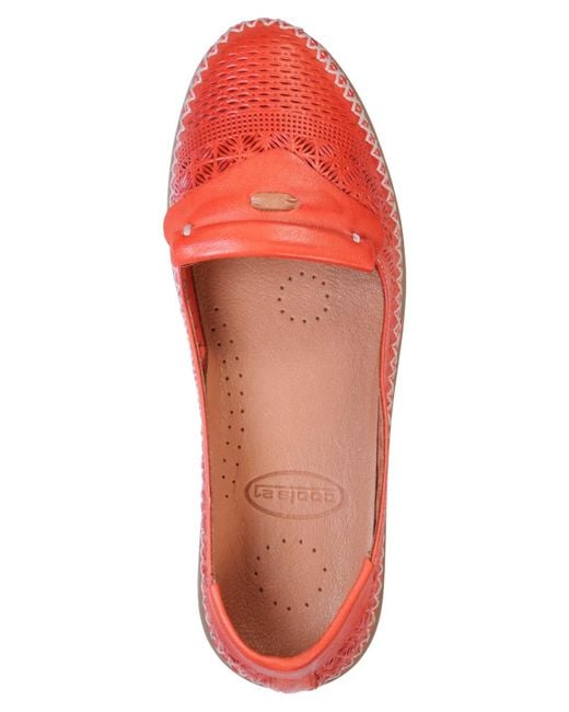 Cools 21 Red Ginger Perforated Leather Flats