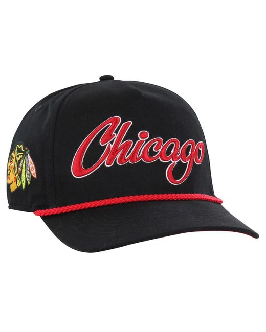 '47 Red 47 Brand Chicago Hawks Overhand Logo Side Patch Hitch Adjustable Hat for men