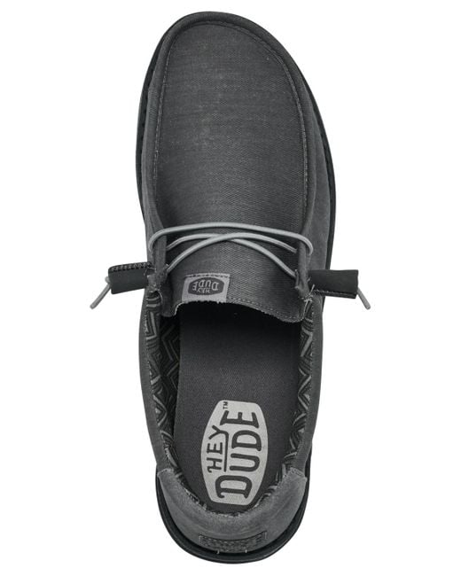 HeyDude Black Wally Stretch Canvas Slip-on Casual Moccasin Sneakers From Finish Line for men