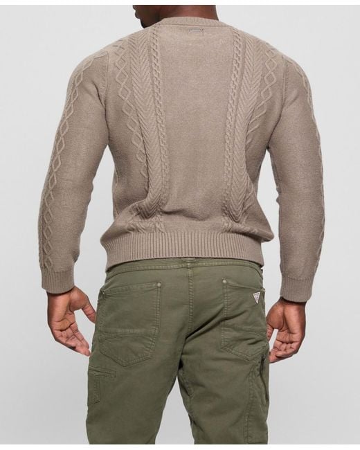 Guess Brown Celtic Cable Noah Sweater for men