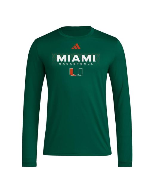 Adidas Green Â Miami Hurricanes Locker On-court In The Fade Long Sleeve T-shirt for men