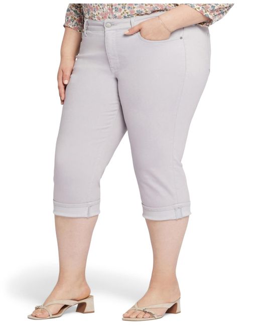 NYDJ Gray Plus Size Marilyn Straight Crop Cuff Jeans