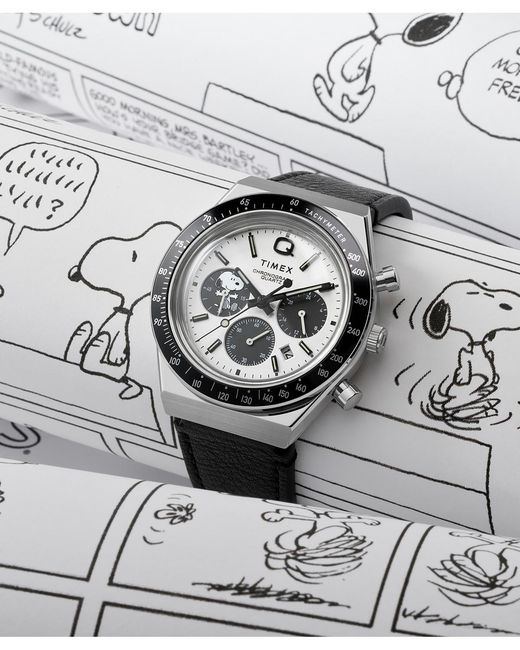 Timex Metallic Chronograph Leather Watch for men