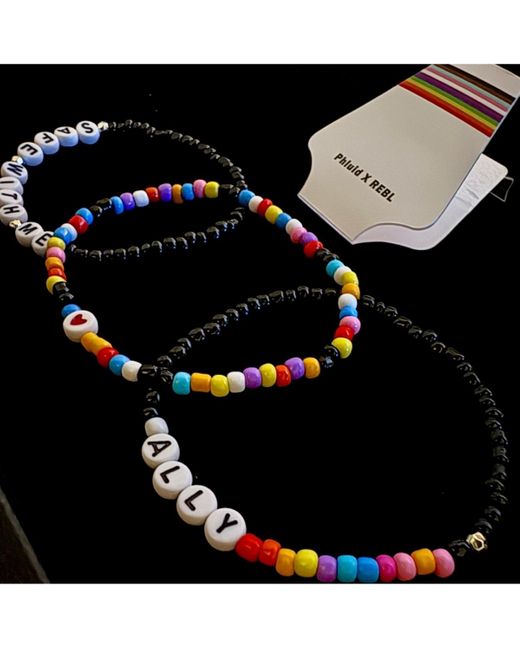 Rebl Jewelry Metallic 3-piece Beaded Stretch Bracelet Set Ally And Safe With Me