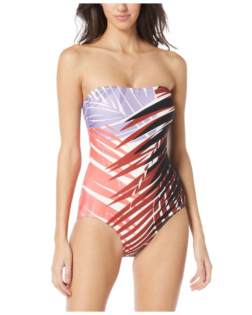 Vince Camuto Red Printed Bandaeu One-piece Swimsuit