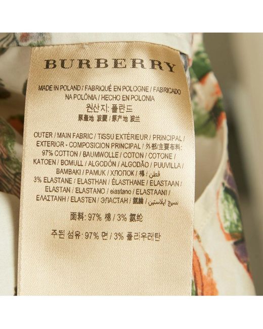 Pre-owned Burberry White Beige Mask Print Cotton Ruffle Detail Shirt
