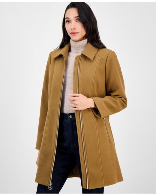 Michael Kors Natural Michael Collared Zip-front Coat