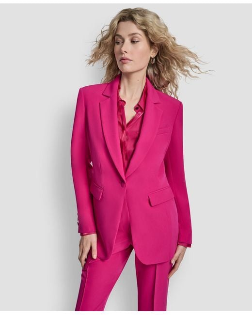 DKNY Pink Single Button Long Sleeve Blazer