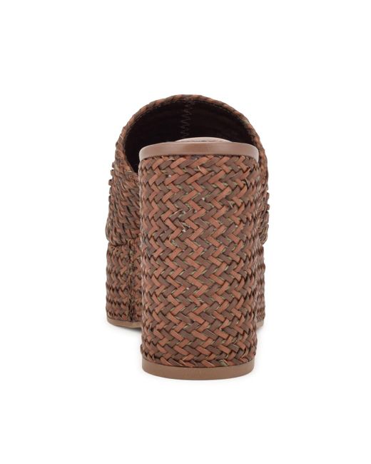 Nine West Brown Everie Round Toe Woven Wedge Sandals