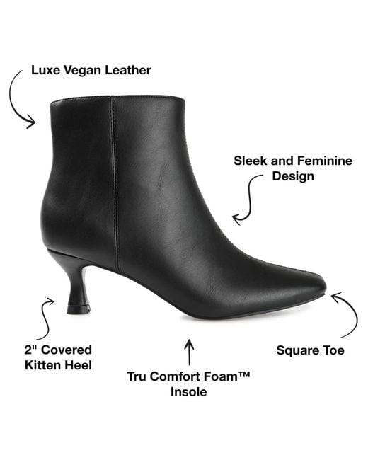 Journee Collection Black Kelssa Square Toe Kitten Heel Dress Booties