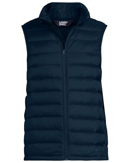 Lands' End Blue Wanderweight Packable Down Vest