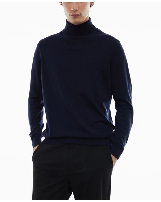 Mango Blue 100% Merino Wool Turtleneck Sweater for men