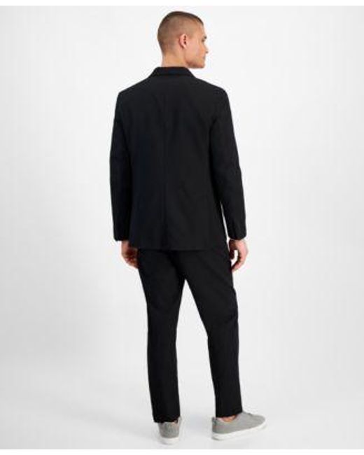 Alfani Black Crinkle Button Front Shirt Textured Suit Jacket Textured Suit Pants Created For Macys for men
