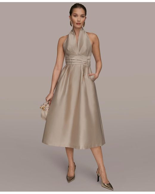 Donna Karan A-line Halter Dress in Brown