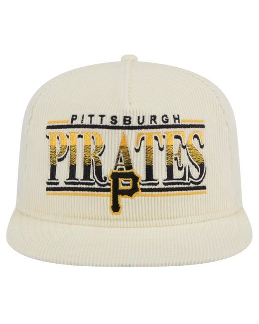 KTZ Metallic Pittsburgh Pirates Throwback Bar Golfer Corduroy Snapback Hat for men
