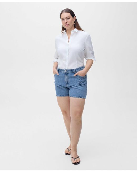 Mango Blue High-rise Denim Shorts
