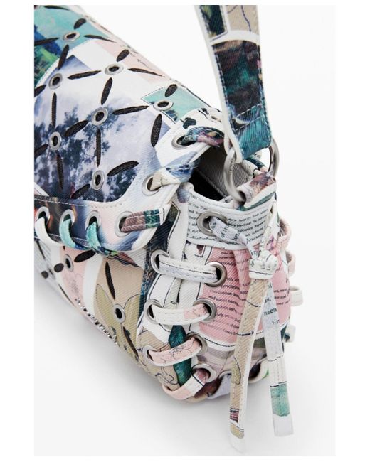 Desigual White Small Printed Bag