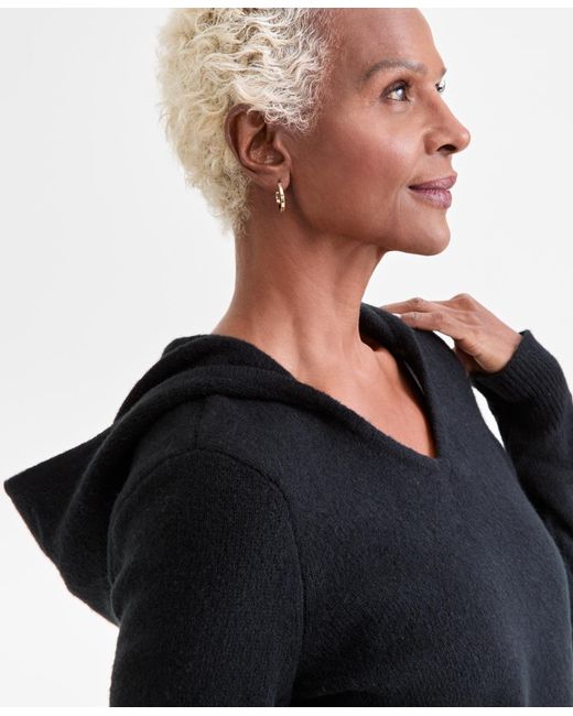 Style & Co. Black Luxsoft Split-neck Hoodie