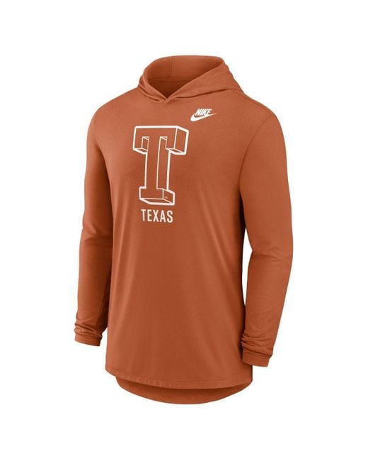 Nike Brown Texas Orange Texas Longhorns Legacy Tri-blend Dri-fit Long Sleeve Hoodie T-shirt for men