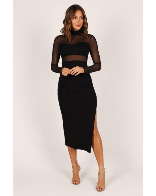 Petal & Pup Farrow Long Sleeve Midi Dress in Black | Lyst