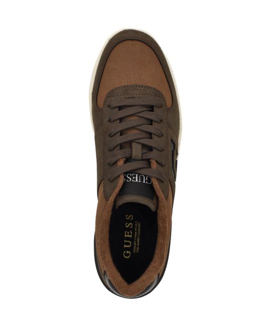 Guess Brown Nastele Branded Lace Up Casual Sneakers for men